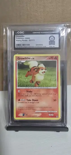 Pokemon CGC WORLD RECORD BREAKS - 2009 Growlithe 63/111 English Rising Rivals - Image 1