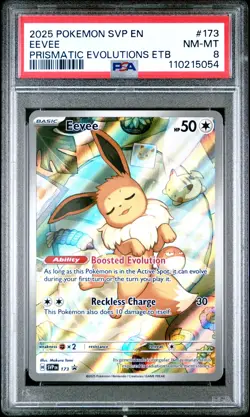 2025 Pokemon SVP En Eevee Prismatic Evolutions ETB Black Star Promo #173 PSA 8 - Image 1