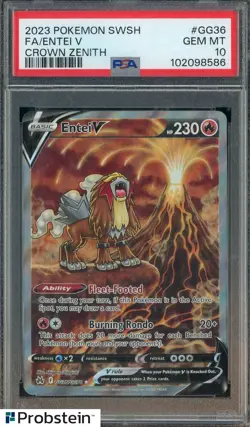 2023 POKEMON SWSH CROWN ZENITH #GG36 FA ENTEI V PSA 10 GEM MINT - Image 1