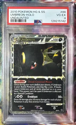Pokemon HeartGold SoulSilver Umbreon 86/90 Undaunted Holo PSA 4 - Image 1