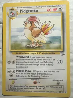 Pokemon TCG Pidgeotto Base Set 28/130 Lightly Played Vintage - Image 1