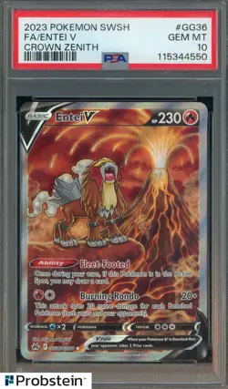 2023 POKEMON SWSH CROWN ZENITH #GG36 FA ENTEI V PSA 10 GEM MINT - Image 1