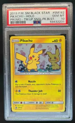 2016-19 Pokemon SM Black Star Promos Pikachu #SM162 PSA 10 - Image 1