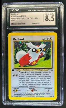 2001 Pokemon Neo Revelation 1st Edition Delibird Holo #5/64 CGC 8.5 - Image 1