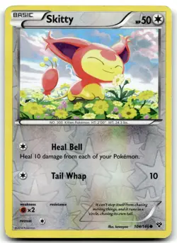 Skitty 104/146 XY Base Set Common Reverse Holo Pokemon TCG LP - Image 1