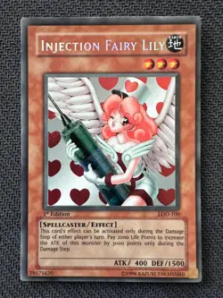 Yugioh Injection Fairy Lily 1st Edition Secret Rare LOD-100 LP - Image 1