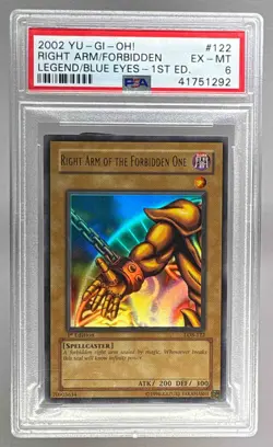 1292 Right Arm of the Forbidden One 2002 Yu-Gi-Oh! 1st Edition #LOB-122 PSA 6 - Image 1