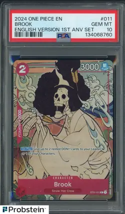 2024 One Piece English Version 1st Anniversary Set #011 Brook PSA 10 GEM MINT - Image 1