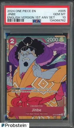 2024 One Piece English Version 1st Anniversary Set #005 Jinbe PSA 10 GEM MINT - Image 1