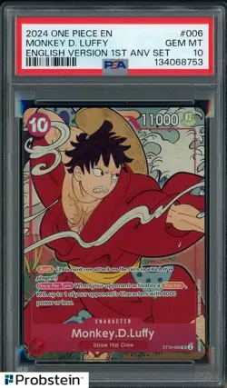 2024 One Piece English Version 1st Anniversary Set #006 Monkey D. Luffy PSA 10 - Image 1