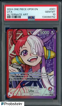 2024 One Piece OP06 EN Alternate Art #001 Uta PSA 10 GEM MINT - Image 1