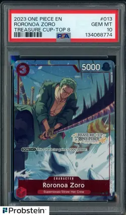 #4 2023 One Piece EN Treasure Cup Top 8 #013 Roronoa Zoro PSA 10 GEM MINT - Image 1