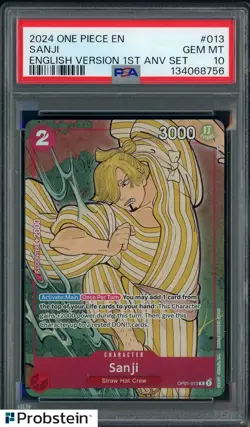 2024 One Piece English Version 1st Anniversary Set #013 Sanji PSA 10 GEM MINT - Image 1