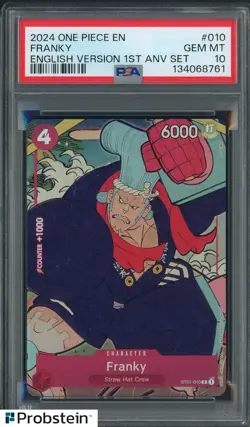2024 One Piece English Version 1st Anniversary Set #010 Franky PSA 10 GEM MINT - Image 1