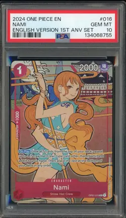 2024 One Piece English Version 1st Anniversary Set #016 Nami PSA 10 GEM MINT - Image 1