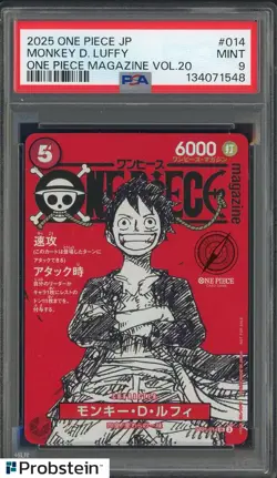 #12 2025 One Piece Japanese One Piece Magazine Vol.20 #014 Monkey D. Luffy PSA 9 - Image 1
