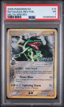 2005 POKEMON EX DELTA SPECIES #13 RAYQUAZA-REVERSE FOIL PSA 1 - Image 1