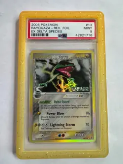 2005 POKEMON EX DELTA SPECIES #13 RAYQUAZA-REVERSE FOIL PSA 9 - Image 1