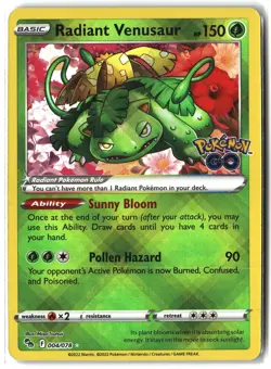 Radiant Venusaur ⭐ 004/078 Holo Radiant Rare Pokemon GO 2022 Pokemon NM - Image 1