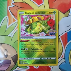 Pokemon TCG Radiant Venusaur Pokemon GO 004/078 Holo Radiant Rare - Near Mint - Image 1