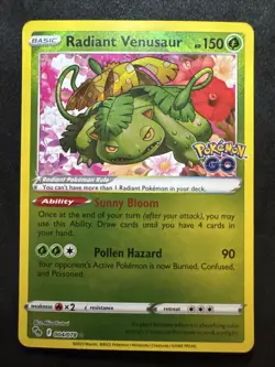 Radiant Venusaur 004/078 Pokemon GO Ultra Rare Holo Pokemon Card LP - Image 1