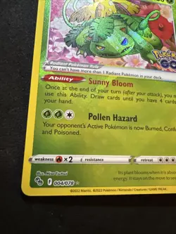 Radiant Venusaur 004/078 Pokemon GO Ultra Rare Holo Pokemon Card LP - Image 5