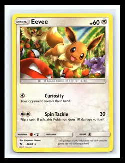 💥 Pokemon 2019 TCG Eevee 48/68 SM Hidden Fates Holo Rare - Image 1