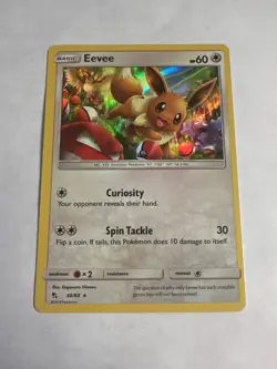 Pokemon TCG Eevee 48/68 SM Hidden Fates Holo Rare NM - Image 1