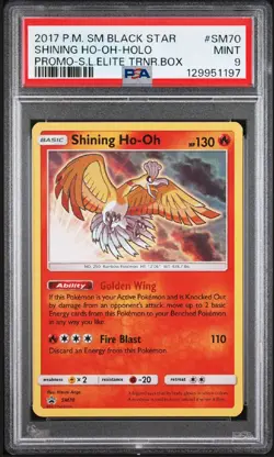 Pokemon 2017 Sun Moon Promo Shining Ho-Oh SM70 PSA 9 MINT Shining Legends ETB - Image 1