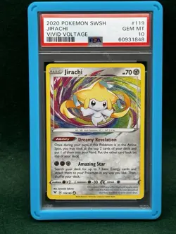 Pokemon Jirachi Vivid Voltage 119/185 Amazing Rare Holo PSA 10 Graded Gem Mint - Image 1