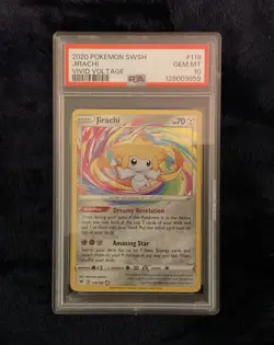 2021 Pokemon Vivid Voltage 119/185 Jirachi Amazing Rare Holo PSA 10 - Image 1