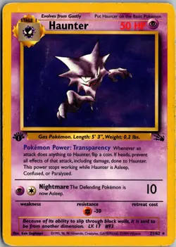 Haunter (21) 21/62 1st Edition Rare Fossil HP Pokemon Card - Image 1