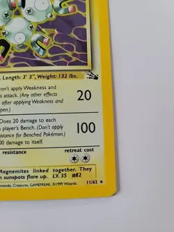 Pokemon TCG Magneton 11/62 Fossil Holo Rare Card LP - Image 5