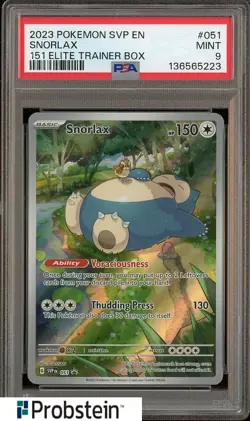2023 Pokemon SVP EN 151 Elite Trainer Box #051 Snorlax PSA 9 MINT - Image 1