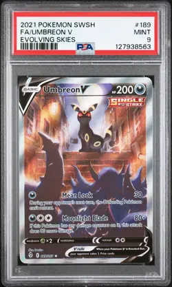 Umbreon V #189 2021 Pokemon Sword & Shield Evolving Skies PSA 9 250001 - Image 1