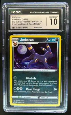 2019-2023 Pokemon SWSH Black Star Promos Umbreon #SWSH129 CGC 10 - Image 1