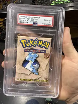 1999 Pokemon 1st Edition Fossil Lapras PSA 10 Foil Booster Pack GEM MINT! - Image 1
