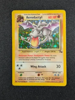 AERODACTYL 1999 POKEMON ORIGINAL FOSSIL HOLO RARE 1/62 LP - Image 1