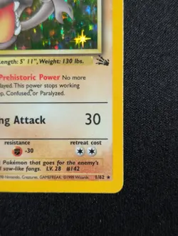 AERODACTYL 1999 POKEMON ORIGINAL FOSSIL HOLO RARE 1/62 LP - Image 4