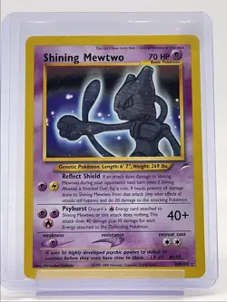SHINING MEWTWO 2002 POKEMON NEO DESTINY TRIPLE RARE HOLO 109/105 Q1300 DAMAGE - Image 1