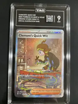 Pokemon Clemonts Quick Wit Special Illustration Rare Holo 243 TAG 9 Mint - Image 1