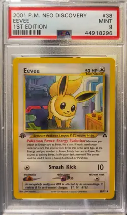 2001 Eevee 38/75 1st Edition PSA 9 Neo Discovery WOTC Vintage Pokemon - Image 1