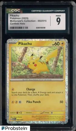 2025 Pokemon McDonald's Collection Confetti Holo #002/015 Pikachu CGC 9 MINT - Image 1