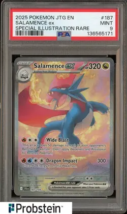 2025 Pokemon JTG En Special Illustration Rare #187 Salamence ex PSA 9 MINT - Image 1