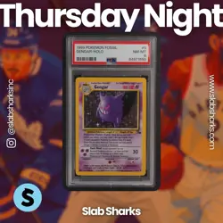 1999 POKEMON FOSSIL #5/62 GENGAR HOLO PSA 8 - Image 1