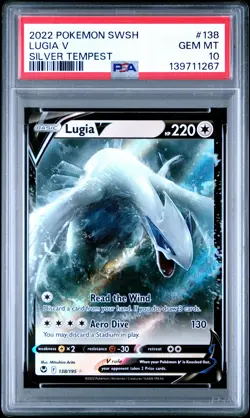 2022 POKEMON SWORD & SHIELD SILVER TEMPEST #138 LUGIA V PSA 10 - Image 1