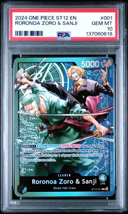 2024 ONE PIECE ST12-001 STARTER DECK RORONOA ZORO & SANJI LEADER PSA 10 GEM MINT - Image 1
