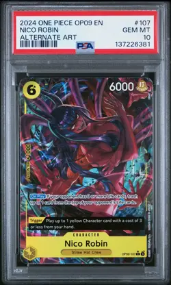 2024 ONE PIECE OP09-EMPERORS IN THE NEW WORLD 107 NICO ROBIN ALT ART ENG PSA 10 - Image 1