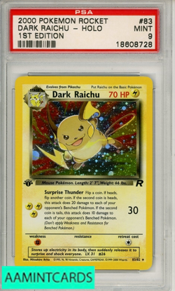 2000 POKEMON ROCKET DARK RAICHU-HOLO #83 1ST EDITION PSA 9 MINT - Image 1