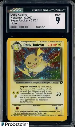 2000 Pokemon Team Rocket #83/82 Dark Raichu Holo CGC 9 MINT - Image 1
